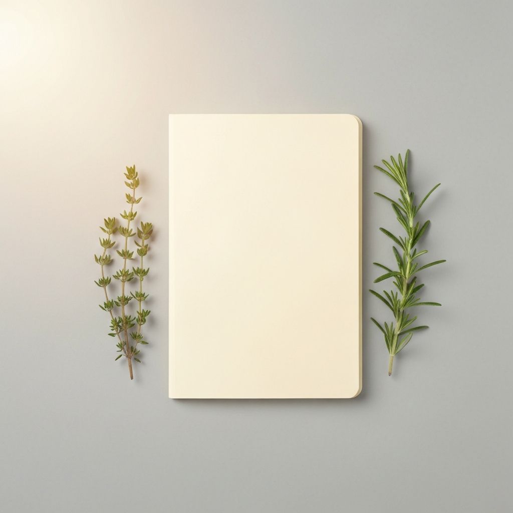 Notebook with herbs representing documentation